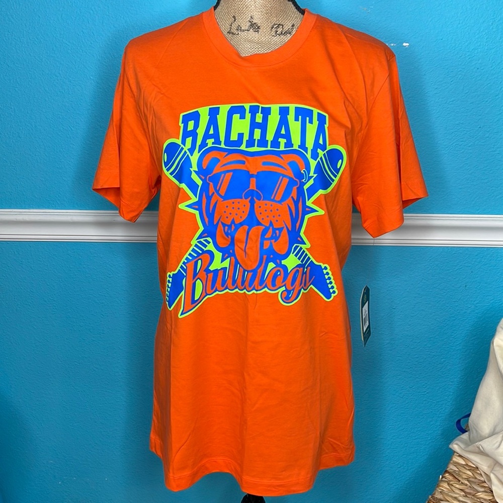 ZUMBA Unisex Orange T Shirt M/L Bachata Bulldog